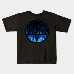 Blue Flames of Hell - Pentagram! Kids T-Shirt